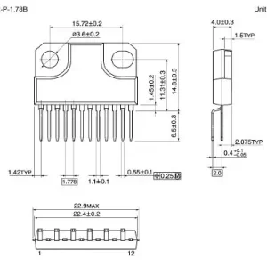 2CH Stereo POWER AMP. 25W 8R 12p. TA8258HQ Vedd meg most