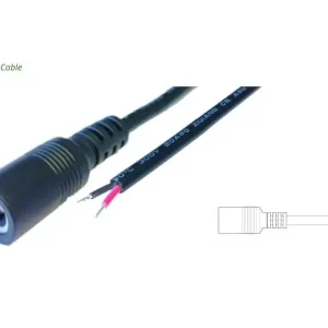 Újdonság DC aljzat 5.5/2.1, 2x0.5mm2 fekete kábel, 3m, forrasztható, kettős szig. CABLE DC5521-05-3BK