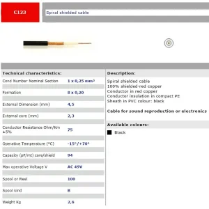 1x0.25mm2 mikrofonkábel 4.3mm, fekete CABLE MIC 011 Olcsó