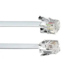 Újdonság Telefon kábel 3m fehér 6/4 dugó -> 6/4 dugó (6P4C) CABLE TEL02/03W