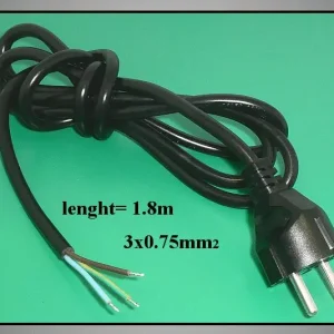 3x0.75mm fekete kábel 1.8m 2+F dugóval CABLE-722/07BH Ingyenes szállítás