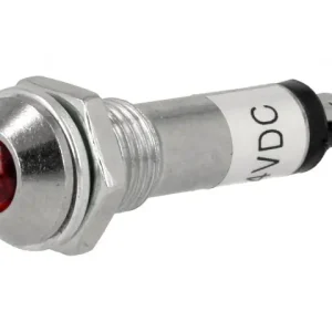 Újdonság LED5 indikátor piros, fém domború, IP40, 24Vdc, furat:8.2mm LAMP LED IND8-24R/D