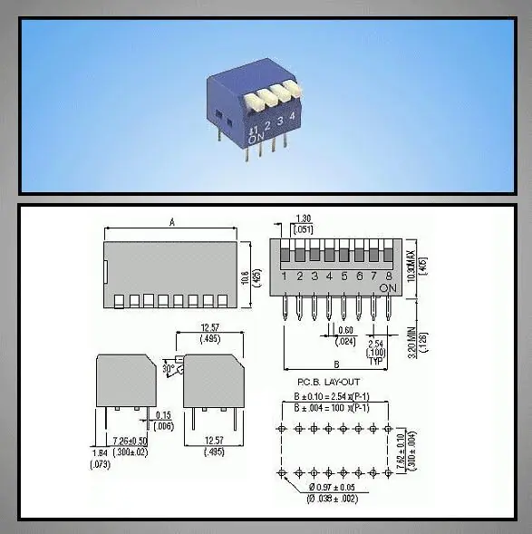 4 érintkezős DIP kapcsoló Piano, Blue DS-04P Akció