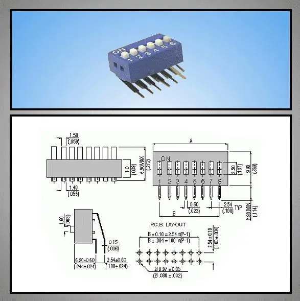 6 érintkezős DIP kapcsoló Vert. DS-06V Kedvezmény