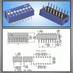 8 érintkezős DIP kapcsoló Stand. Blue DS-08 Rendeld meg most