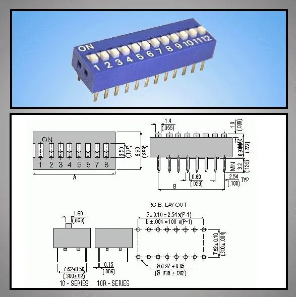 12 érintkezős DIP kapcsoló Stand. DS-12 Csak ma