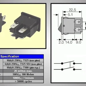 Ajánlat Billenő fekete MINI 2áramkör I/O 6A 250Vca SW2159