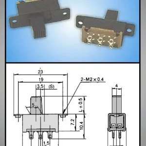 Utolsó esély Tóló kapcsoló 2x3p. 23x7.2mm (2 áramkörös) SW18200/B