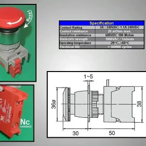 22mm-es biztonsági kapcsoló reteszelt PIROS SW6001R/R Utolsó esély