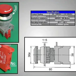 36mm-es biztonsági kapcsoló reteszelt PIROS SW6002R/R Legjobb ár