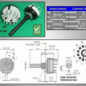 2 érintkezős - 6 állású kapcsoló 30° BBM SWR 2X6 Korlátozott ajánlat