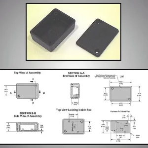 Univerzális műanyag doboz 50x35x17mm, fekete BOX HM1551GBK Autentikus