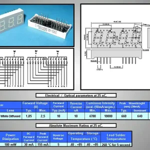 4x7 Szegmenses kijelző 10mm K.A.sz.piros CA04-41SRWA Biztonságos fizetés