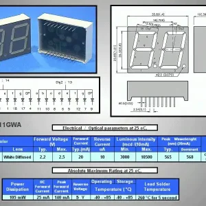 Újdonság 2x7 Szegmenses kijelző 20mm K.A.zöld DA08-11GWA