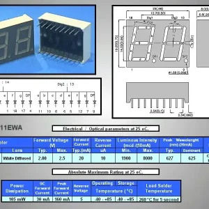 2x7 Szegmenses kijelző 14mm K.A.he.piros DA56-11EWA Prémium
