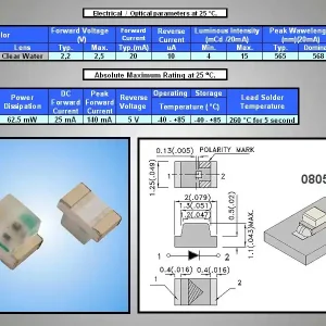 0805 zöld víztiszta 4...15mcd LED-SMD G 0015 Pénzvisszafizetés