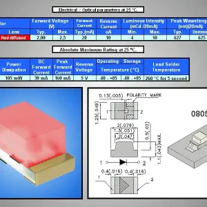 0805 piros, diffúz 4...10mcd LED-SMD R 0010 Biztonságos fizetés