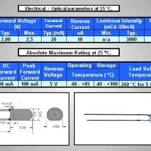 Vedd meg most LED3mm sárga, víztiszta 3000mcd LED3 Y 3000