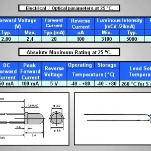 Vedd meg most LED3mm sárga, víztiszta 3.1...5.0cd LED3 Y 5000