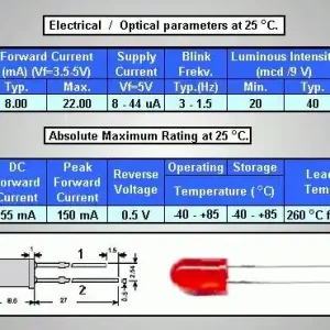 Utolsó esély LED5mm villogó piros, diffúz 20...40mcd LED5 R BLIN