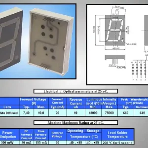 7 Szegmenses kijelző 57mm K.A.sz.piros SA23-12SRWA Korlátozott ajánlat