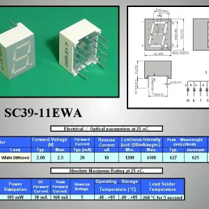 7 Szegmenses kijelző 9.9mm K.K.h.piros SC39-11EWA Expressz szállítás