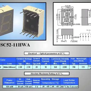 7 Szegmenses kijelző 13mm K.K. piros SC52-11HWA Biztonságos fizetés