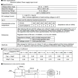 Utolsó esély ELKO 150uF 200V 105°C 16x25 álló (hosszú élettartam) 150/200P-105H
