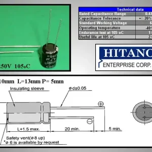 4,7uF 250V 105° 10x13 álló 4.7/250P-105 H Biztonságos fizetés