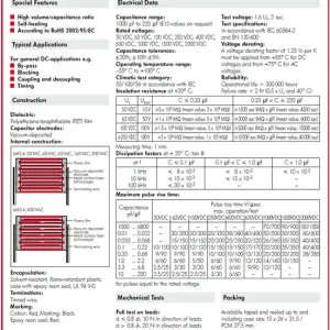 Vedd meg most Kondenzátor 330nF 100V 10% Polyester RM-7.5 C330N 100/MKT2