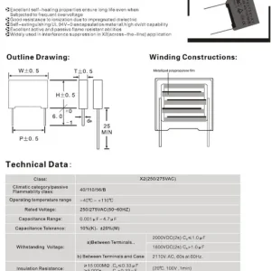 X2 kondenzátor 330nF 275VAC 10% RM-15 C330N AC275 X2 Kedvezmény