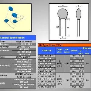 Y2 kondenzátor 470pF 10% 3600VAC C470P AC250 Y2X Újdonság