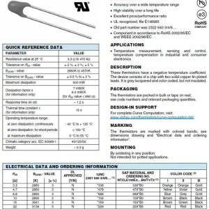 Újdonság NTK Termisztor 3.3K 0.5W 5% NTK 3.3K