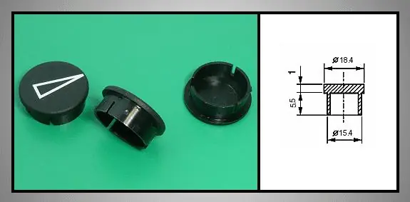 Újdonság Potméter gomb 21.0x17.5mm záró nyilazott, fekete, matt POT-KNOB24/21YB