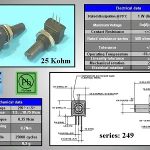 Újdonság Potméter mono lineáris 6mm 25K POT.1W249 25K