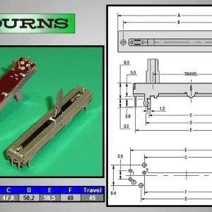 Vedd meg most Toló potméter 2x10K, logaritmikus tolópálya hossz: 50mm BOURNS POT.T60/10K-LOG-B