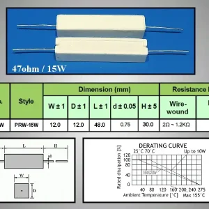 15W ellenállás AXIAL 220R 5% RES 220R 15W Autentikus