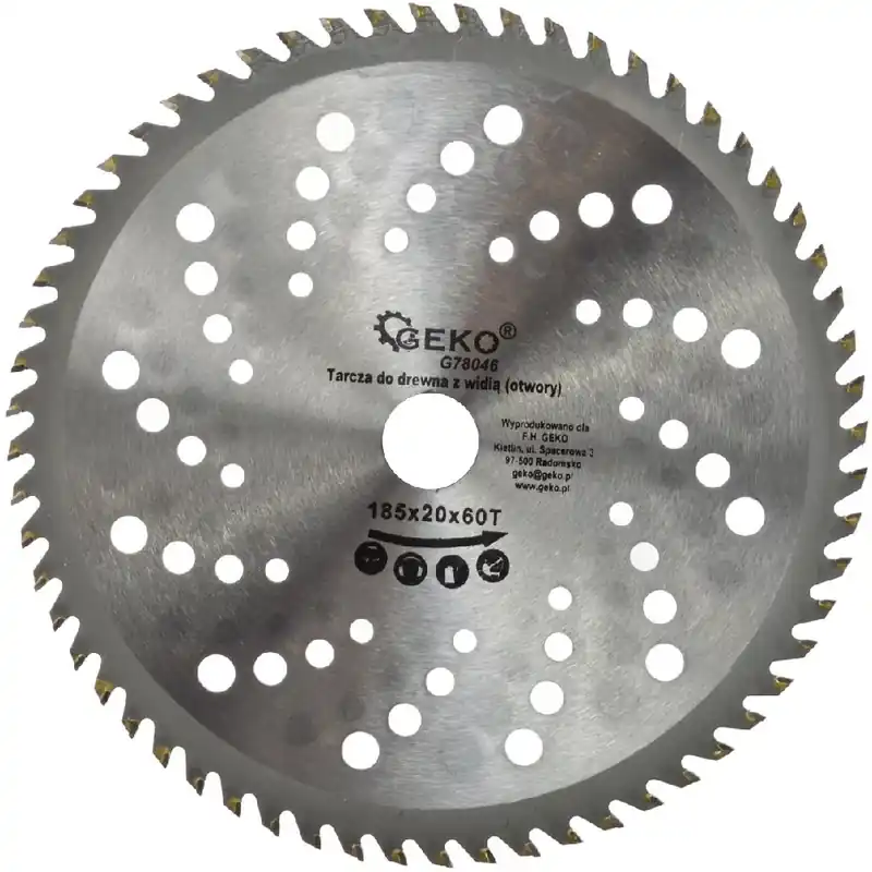 Biztonságos fizetés Geko körfűrészlap fához, TCT, 185x20mm, 60T