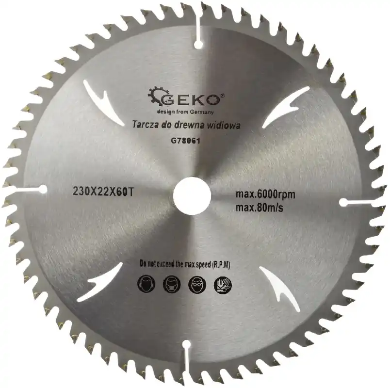 Vedd meg most Geko körfűrészlap fához, TCT, 230x22mm, 60T