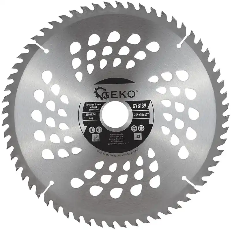 Geko körfűrészlap fához, TCT, 255x30mm, 60T Biztonságos fizetés