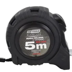 Prémium AWTools Black Line mérőszalag, mágneses, Auto Stop, ABS, 5mx2.5cm