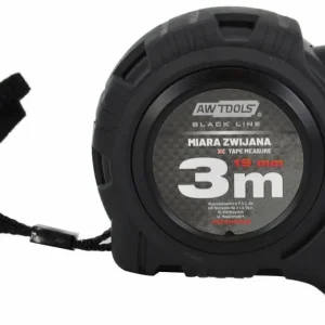 Olcsó AWTools Black Line mérőszalag, mágneses, Auto Stop, ABS, 3mx1.9cm