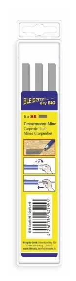 Autentikus Bleispitz grafit betét a Dry Big mechanikus ácsceruzához, HB, 6db