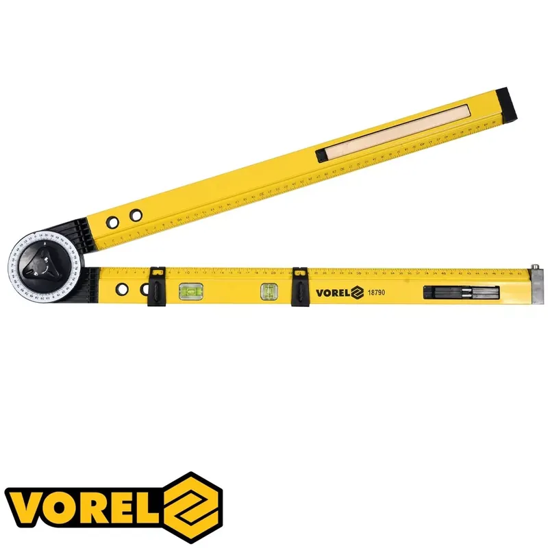 Kiváló minőség Vorel szögmérő vízmértékkel, körzőheggyel, 0-270°