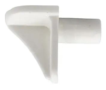 Polctartó támasszal, dugós, műanyag, fehér, 5mm, 10db Csak ma