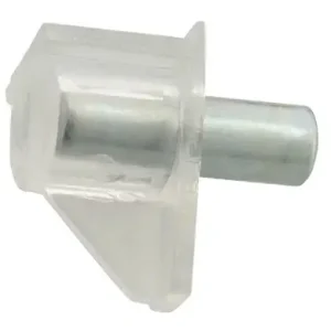 Polctartó támasszal, dugós, műanyag, áttetsző, 5mm, 10db Autentikus