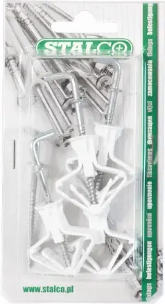 Stalco szárnyas gipszkarton dübel+egyenes kampó, 10x3.5x62mm, 4db Kiárusítás