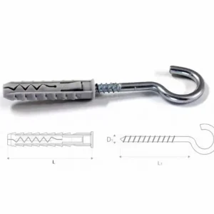 Újdonság Stalco műanyag tipli+mennyezet horog, 6x30mm, 4x35mm, 100db