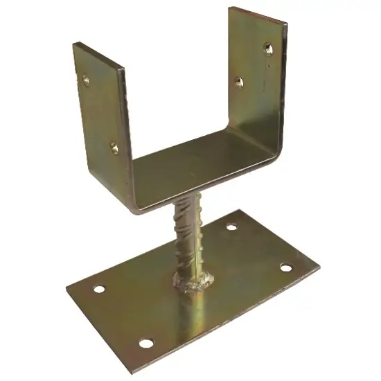 Lecsavarozható, talpas oszloptalp "U", sárga horgany, 150x60x100/5mm, (ET) Autentikus