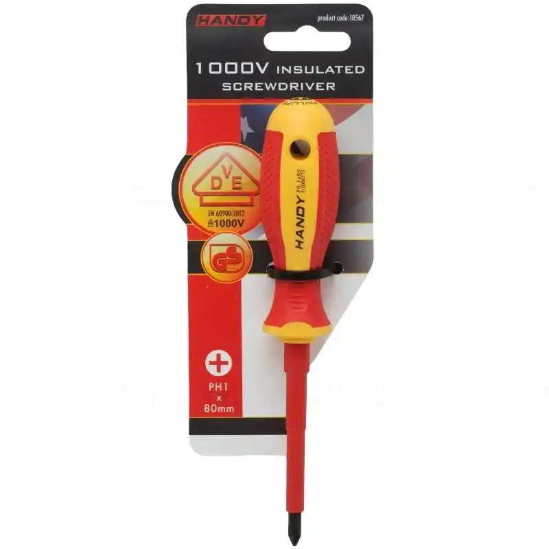Csak ma Csavarhúzó kereszthornyos80mm - PH1 1000V-ig szigetelt markolattal 10567